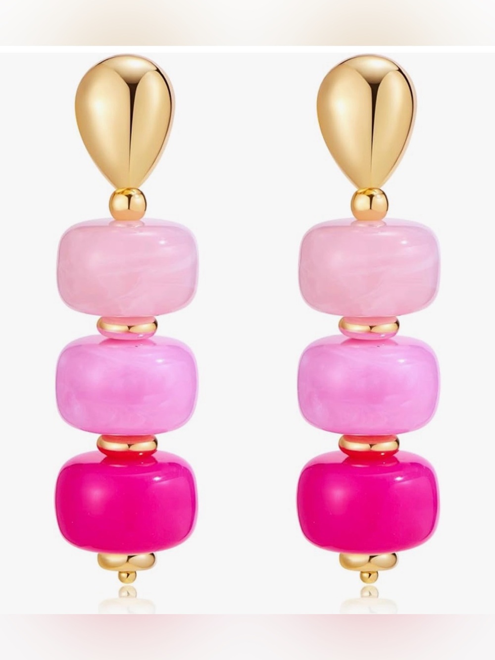 Gradient Bead Statement Drop Earrings - Gold Accents NWOT